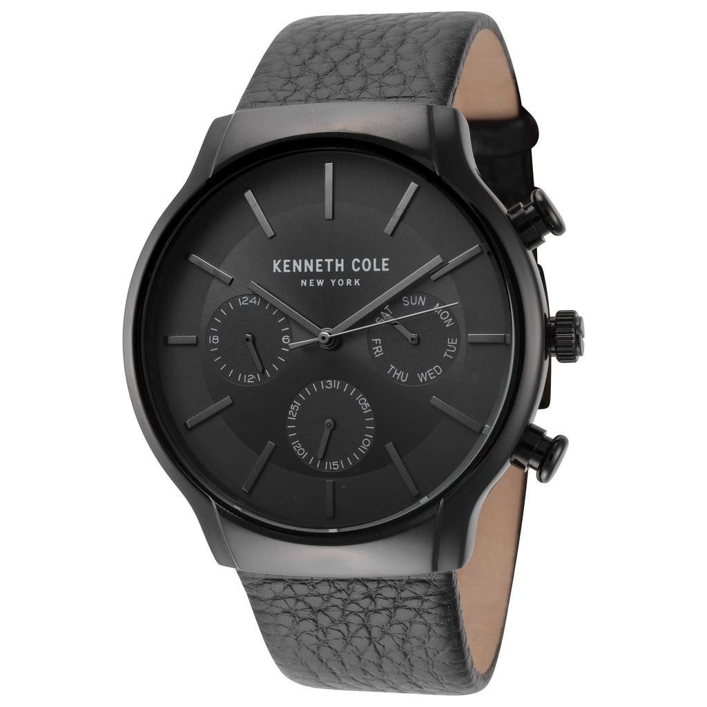 KENNETH COLE - PHANTOM BLACK LEATHER STRAP - RELOJ HOMBRE