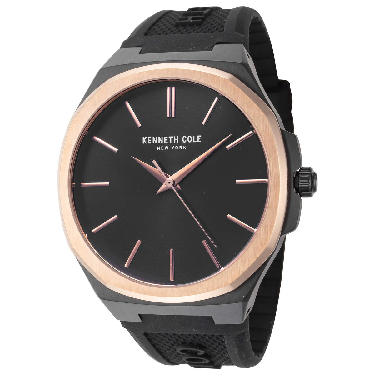 KENNETH COLE - BLACK SILICON STRAP GOLD & BLACK - RELOJ HOMBRE